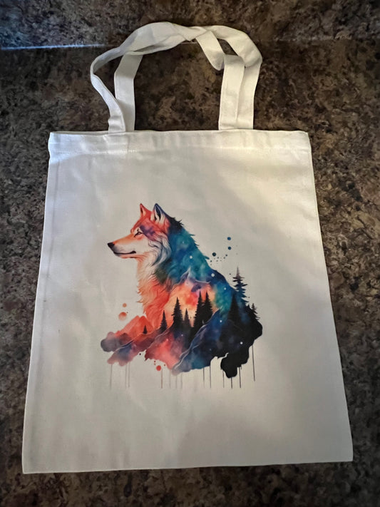 Coloured Wolf Canvas Tote
