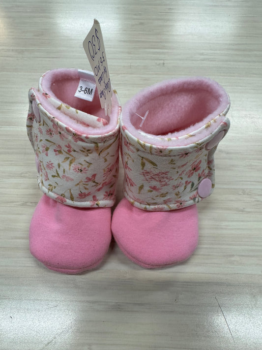 Booties - 3-6mo - delicate pink floral