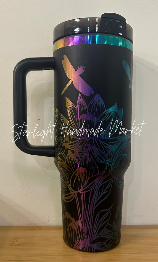 Starlight Tumbler - 40oz - Dragonfly & Lotus