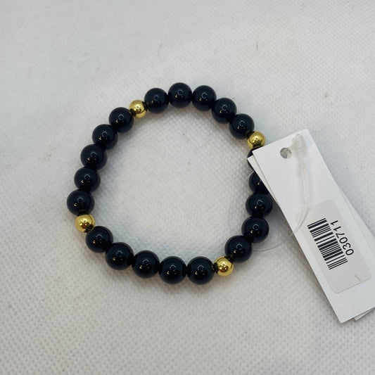 B222-GF 8mm Bk Onyx/GF Beads St Bracelet