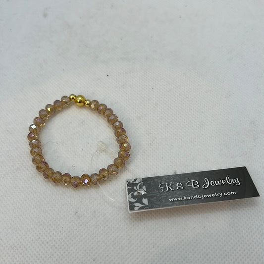 B503-SS Kids Gold Shimmer and Gold Beads Stretch Bracelet