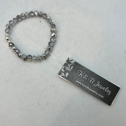B504-SS Kids- Silver Shimmer & Silver Beads Stretch Bracelet