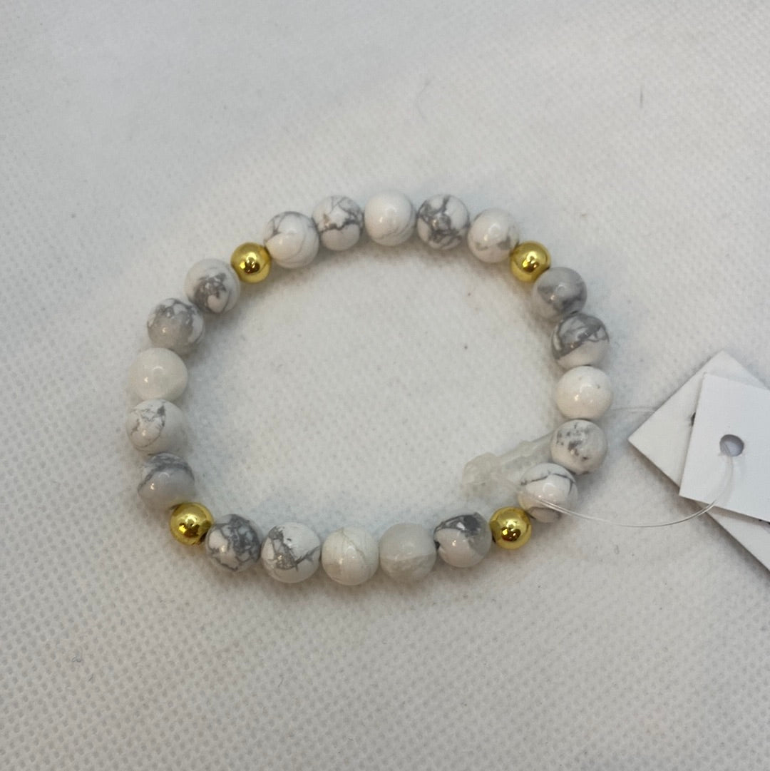 B223-GF 8mm Howlite/GF Beads St Bracelet