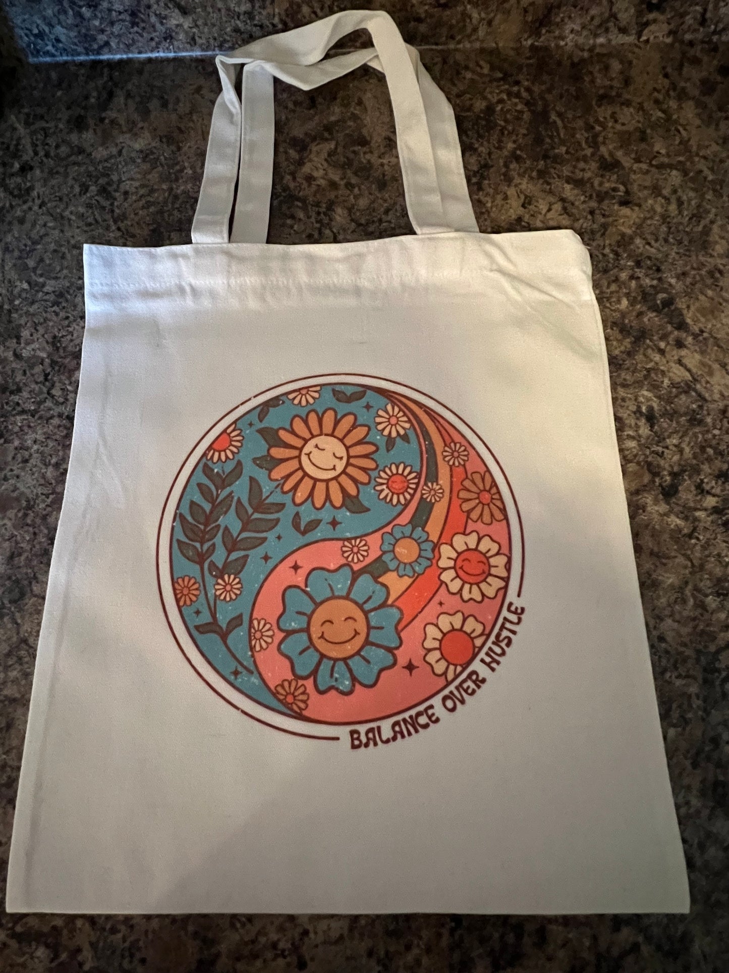 Circle With Flowers- Balance Over Hustle Tote Bag