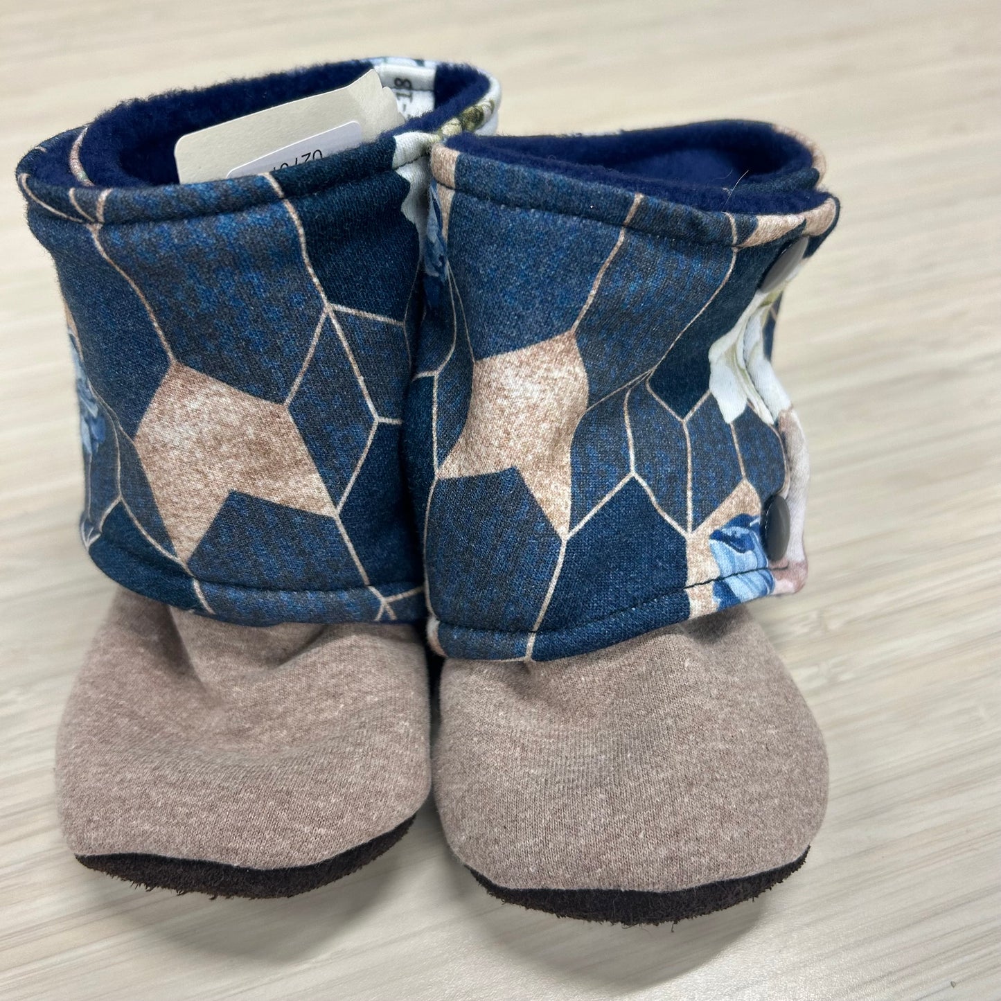 Booties - 12-18mo - Navy Honeycomb