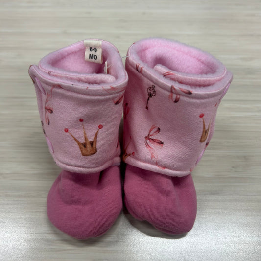 Booties - 6-9mo - Pink Crowns