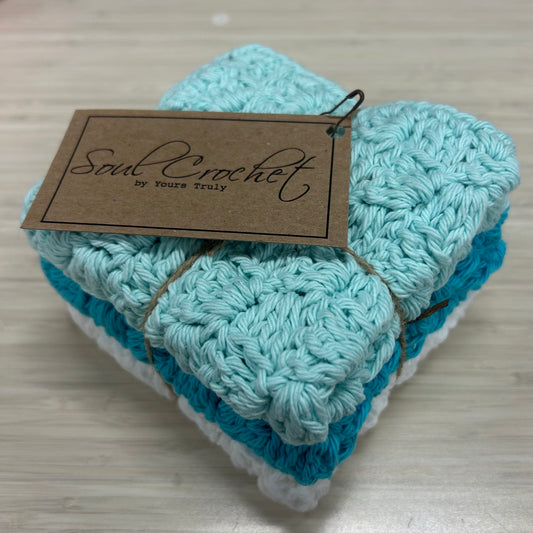 Dishcloth Set - Cyan/Robin's Egg/White