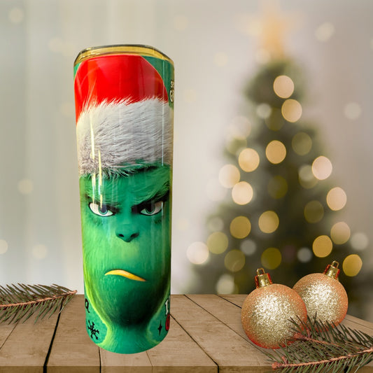 20 oz Tumbler Grinch With Pom Pom Collage (Green)