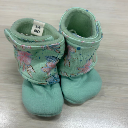 Booties - 3-6mo - Green Floral