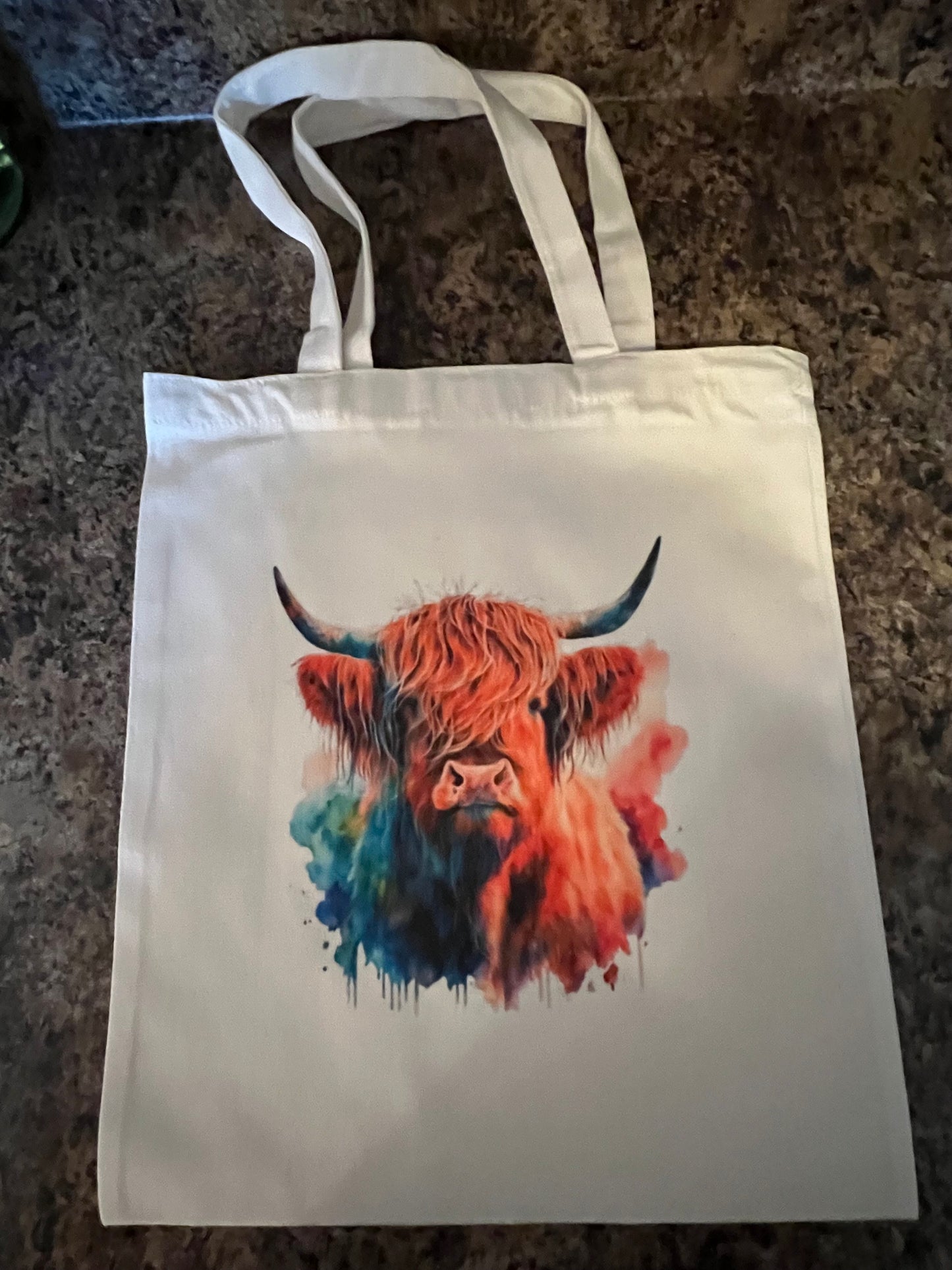 Highland Cow With Colours Tote Bag