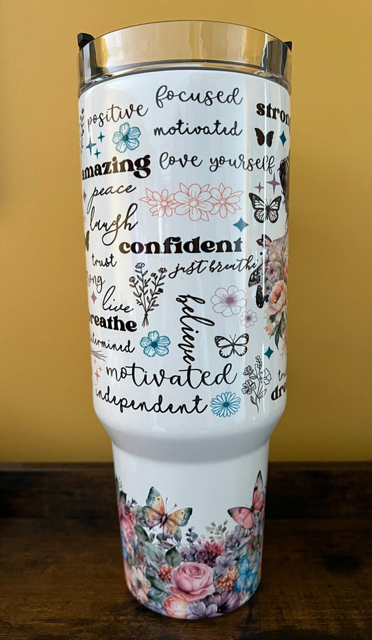 Positive Affirmations-Back Of Girl With Butterflies