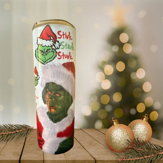 20 oz Tumbler Grinch- Stink, Stank, Stunk Collage- White Background