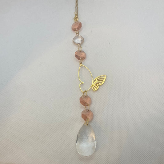 Suncatcher- Butterfly, Opal & Pink Crystals