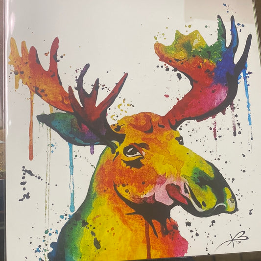 Watercolour Moose Print-8x10