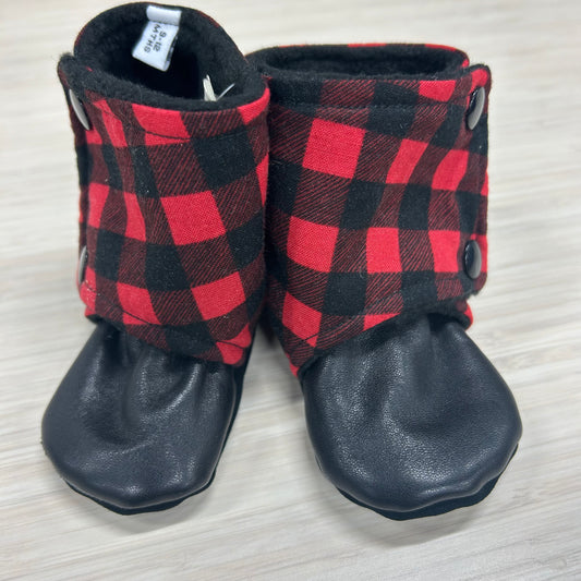 Booties - 9-12mo - Red Buffalo Plaid