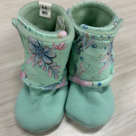 Booties - 6-9mo - Green Floral