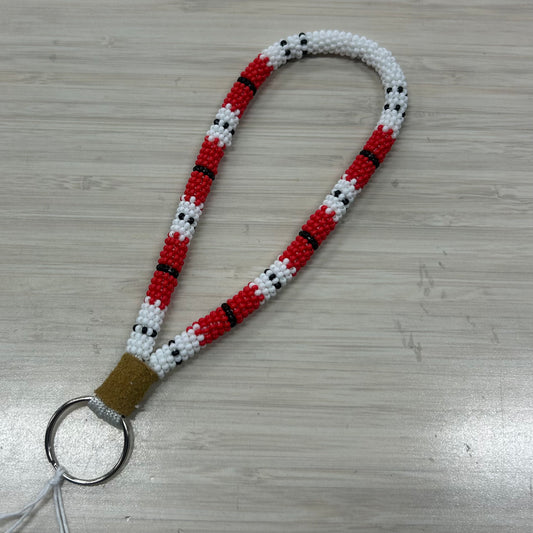 Beaded Wristlet - White/Red