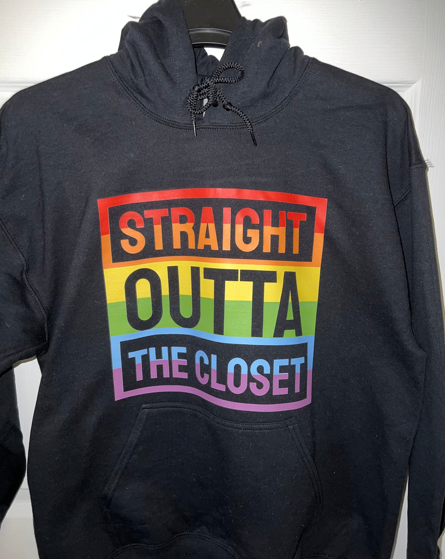 Straight Outta The Closet Hoodie- Black