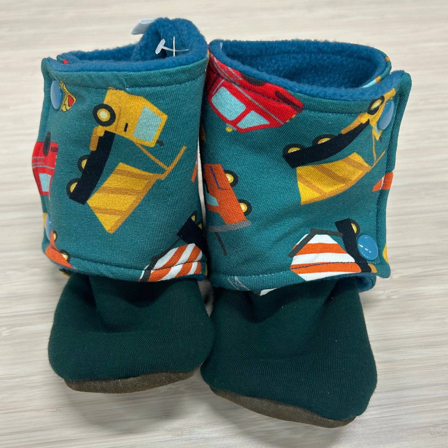 Booties - 18-24mo - green trucks