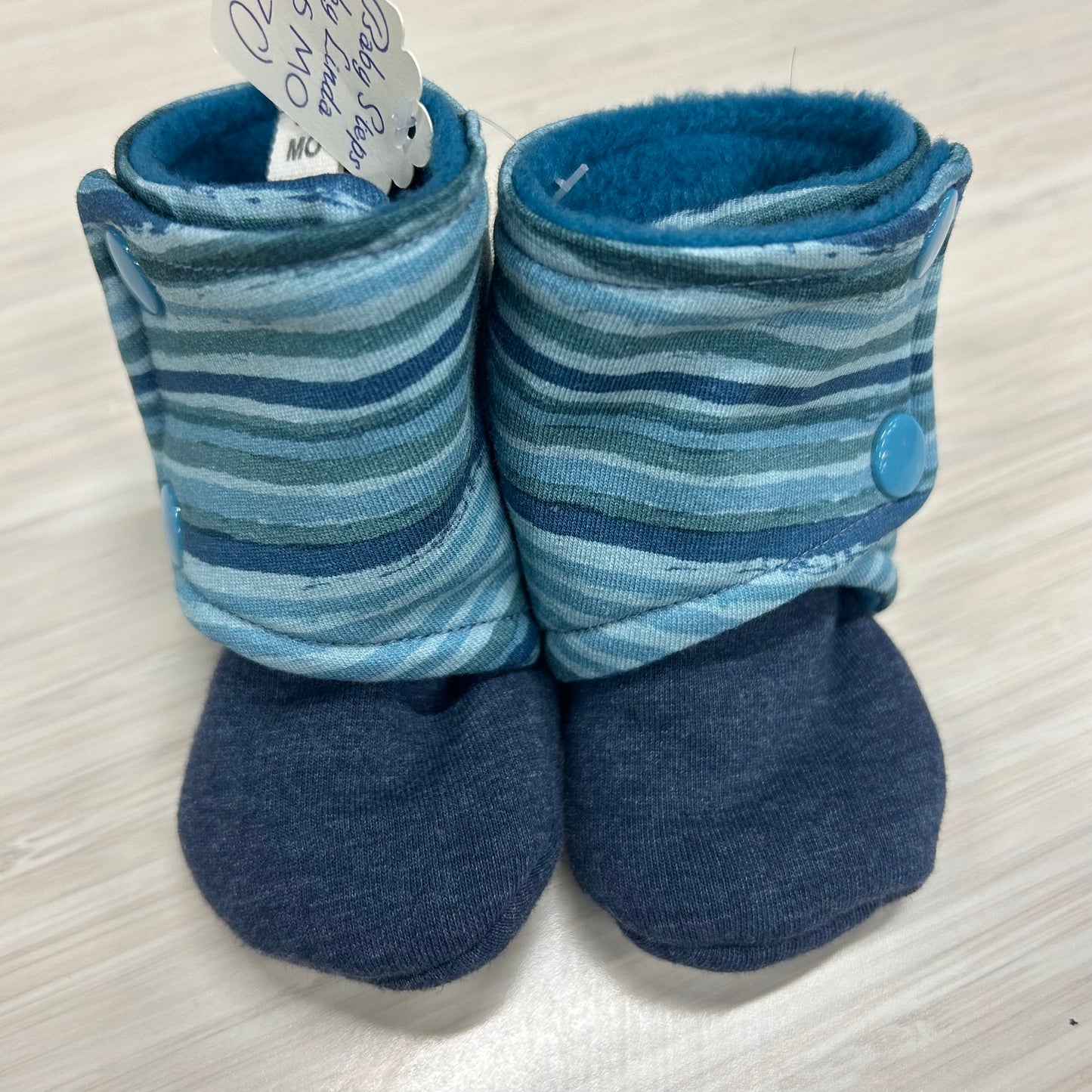 Booties - 3-6mo - Blue Stripe