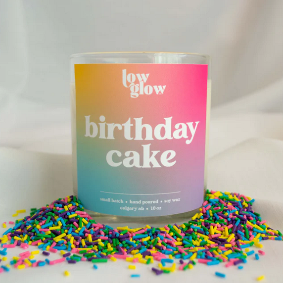 Low Glow Candle - 10oz Candle - Birthday Cake