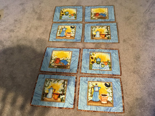 Blue and Yellow COFFEE placemats - 1