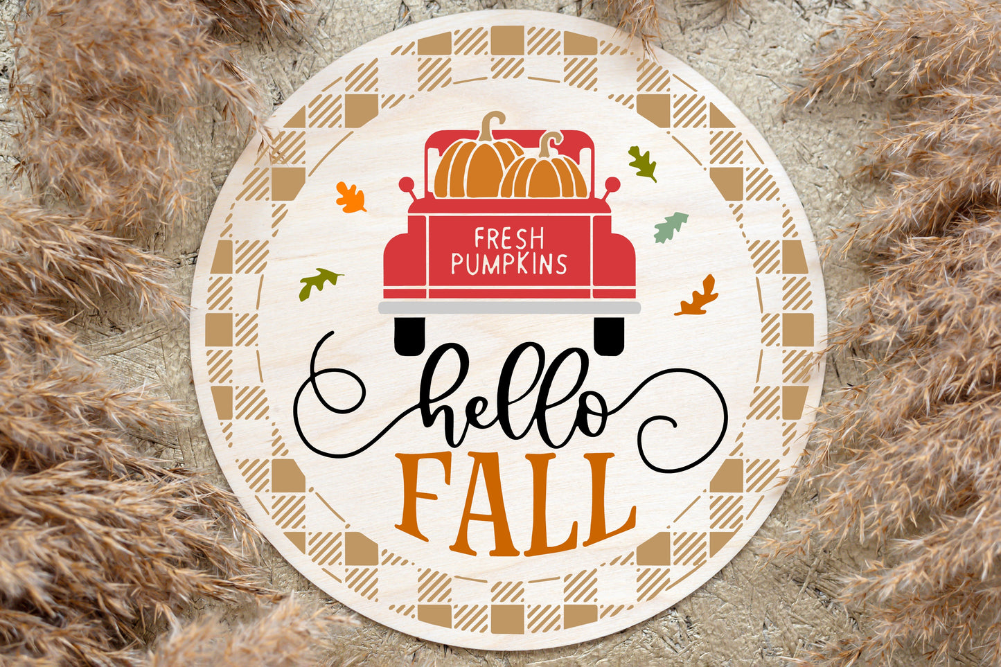 WOOD SIGN - Hello Fall Round