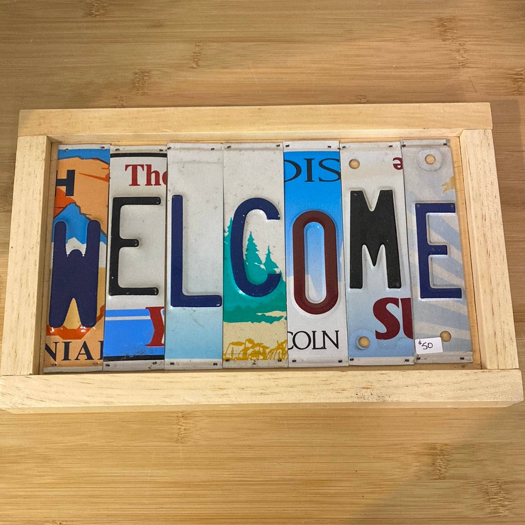 License Plate Welcome Sign