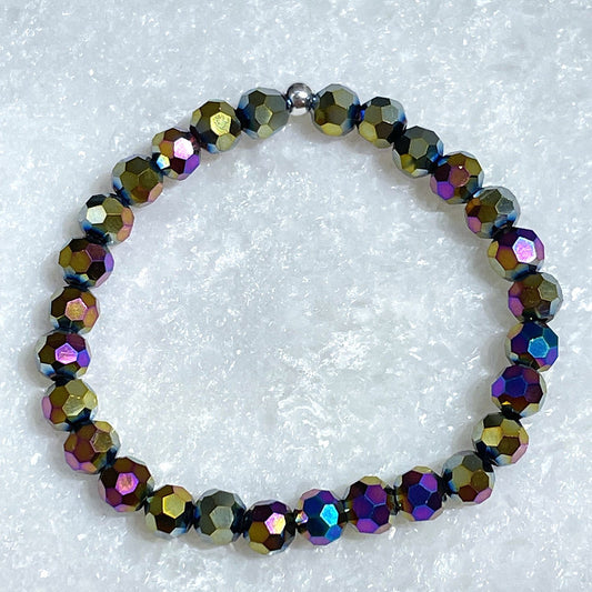 B396-SS Kids Rainbow Purple Shimmer Stretch Bracelets