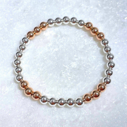 B450-SS Silver/Rose Gold Plated Stretch Bracelet