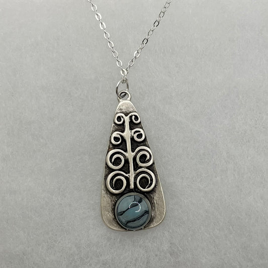 Toronto Glass Silver Swirl Necklace