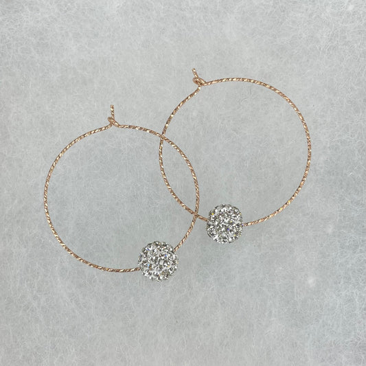 E085-RG RG Sparkle Hoops/Crystal Pave Ball