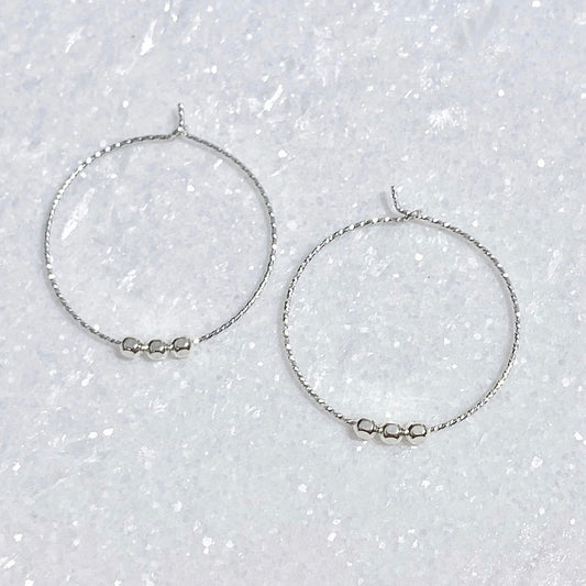 EST-208-SS Sparkle Hoop Earrings/SS Beads