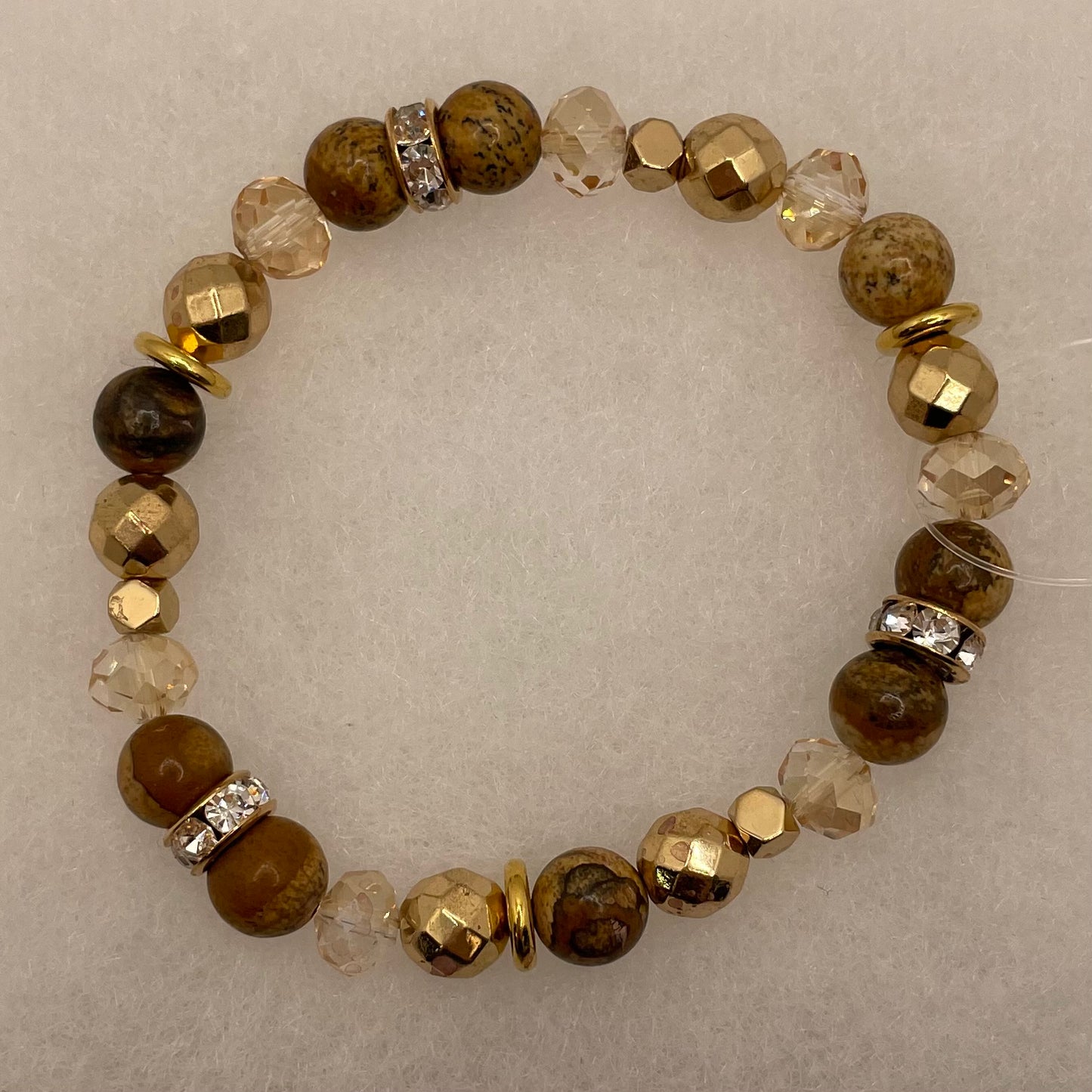 B175-GF Jasper & Gold Hematite Stretch Bracelet