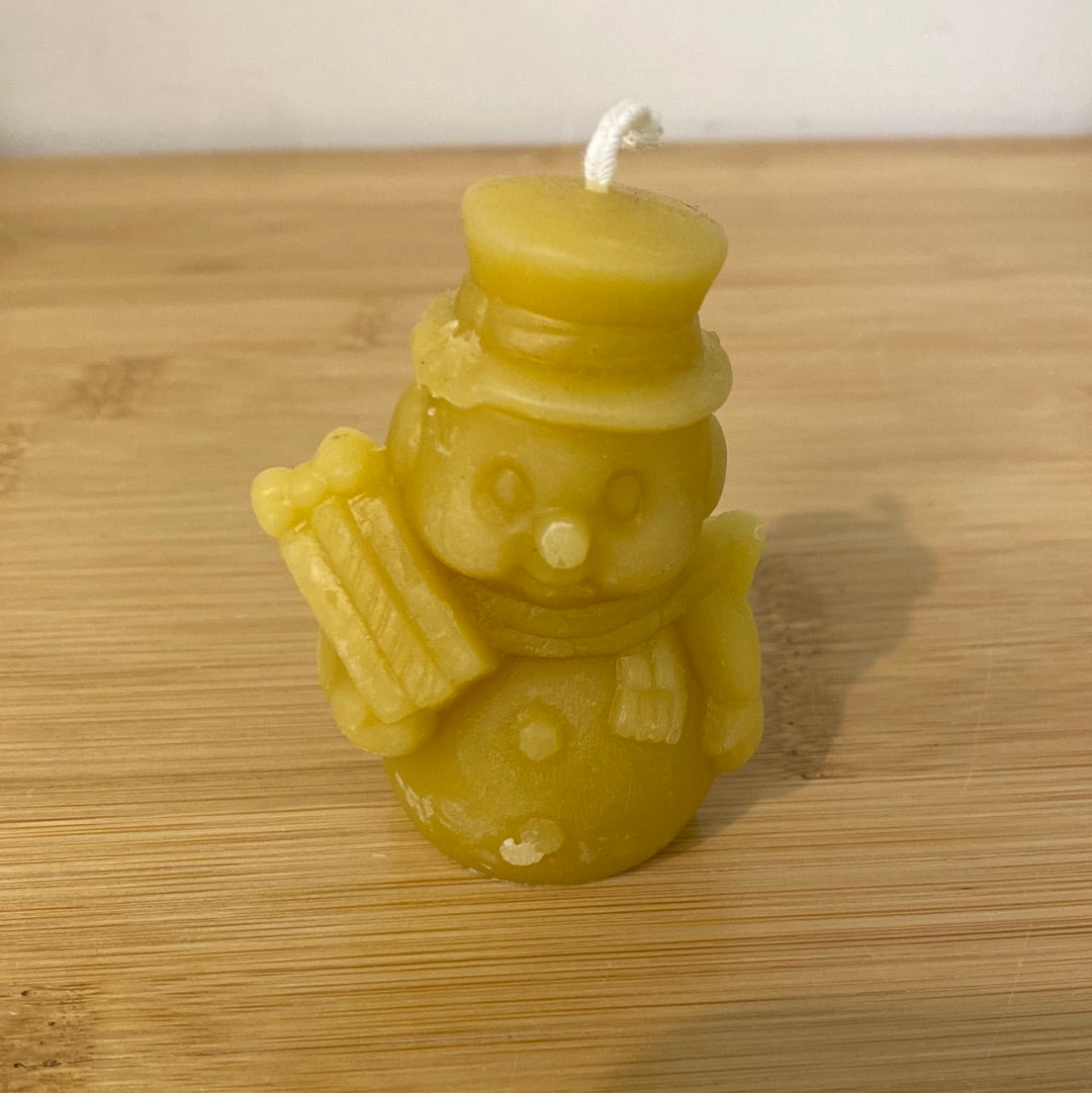 Snowman Beeswax Candle