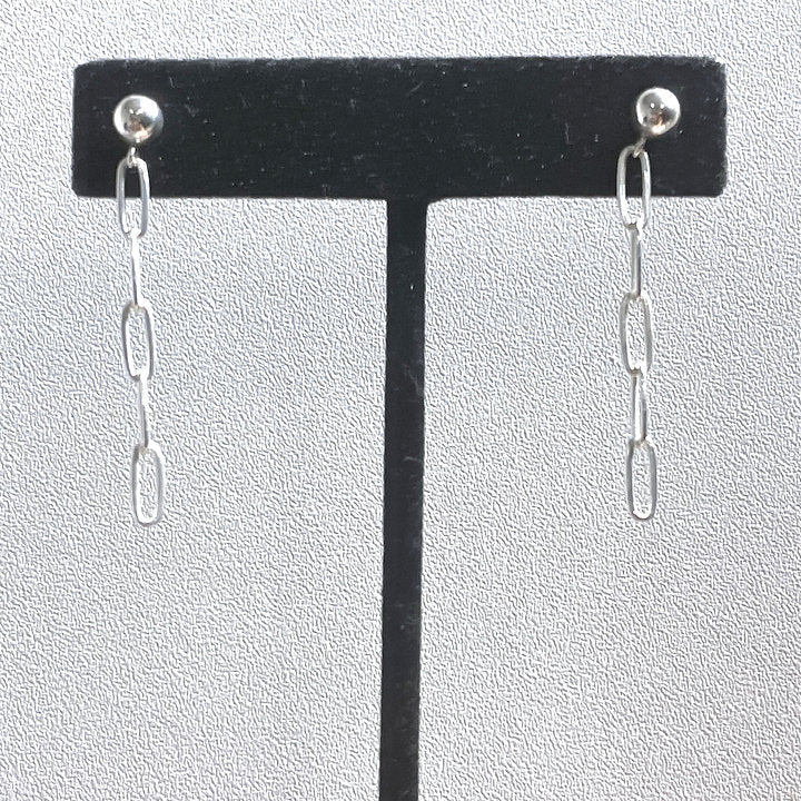 SS Studs/SS Paperclip Chain Earrings