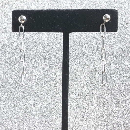 EST-236-SS Studs/SS Paperclip Chain Earrings