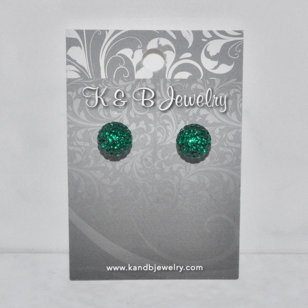 Crystal Pave’ Ball Studs - Rider Green