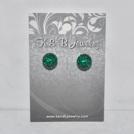 Crystal Pave’ Ball Studs - Rider Green
