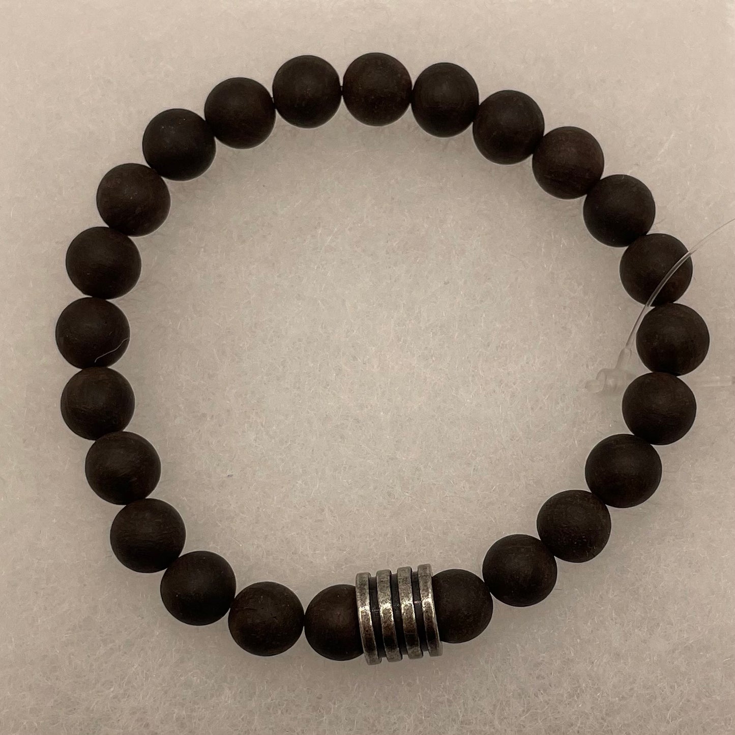 B414-SS Men's Black Sandlewood Stretch Bracelet