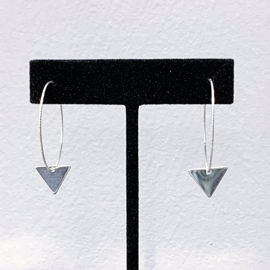 EST-233-SS Sparkle Hoop/Triangle Dangle Earrings