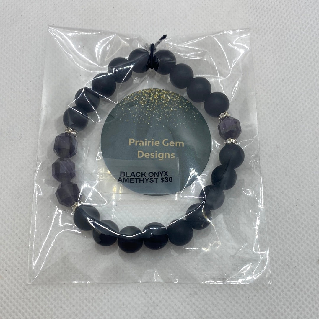 Black Onyx/Amethyst Bracelet