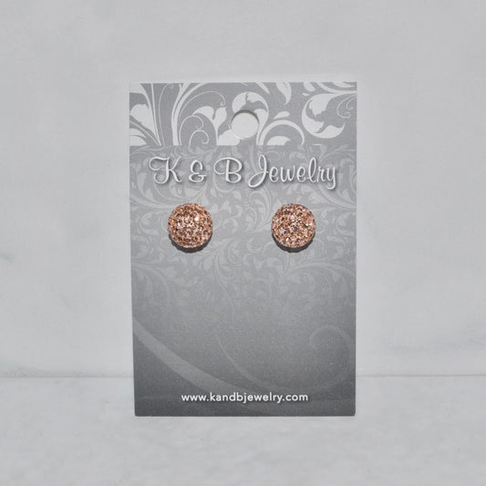 Crystal Pave’ Ball Studs - Rose Gold