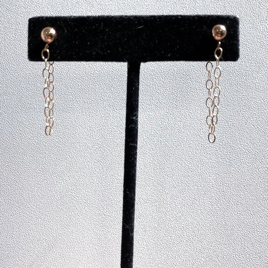 E093-RG RG Stud/RG Cable Chain Earrings