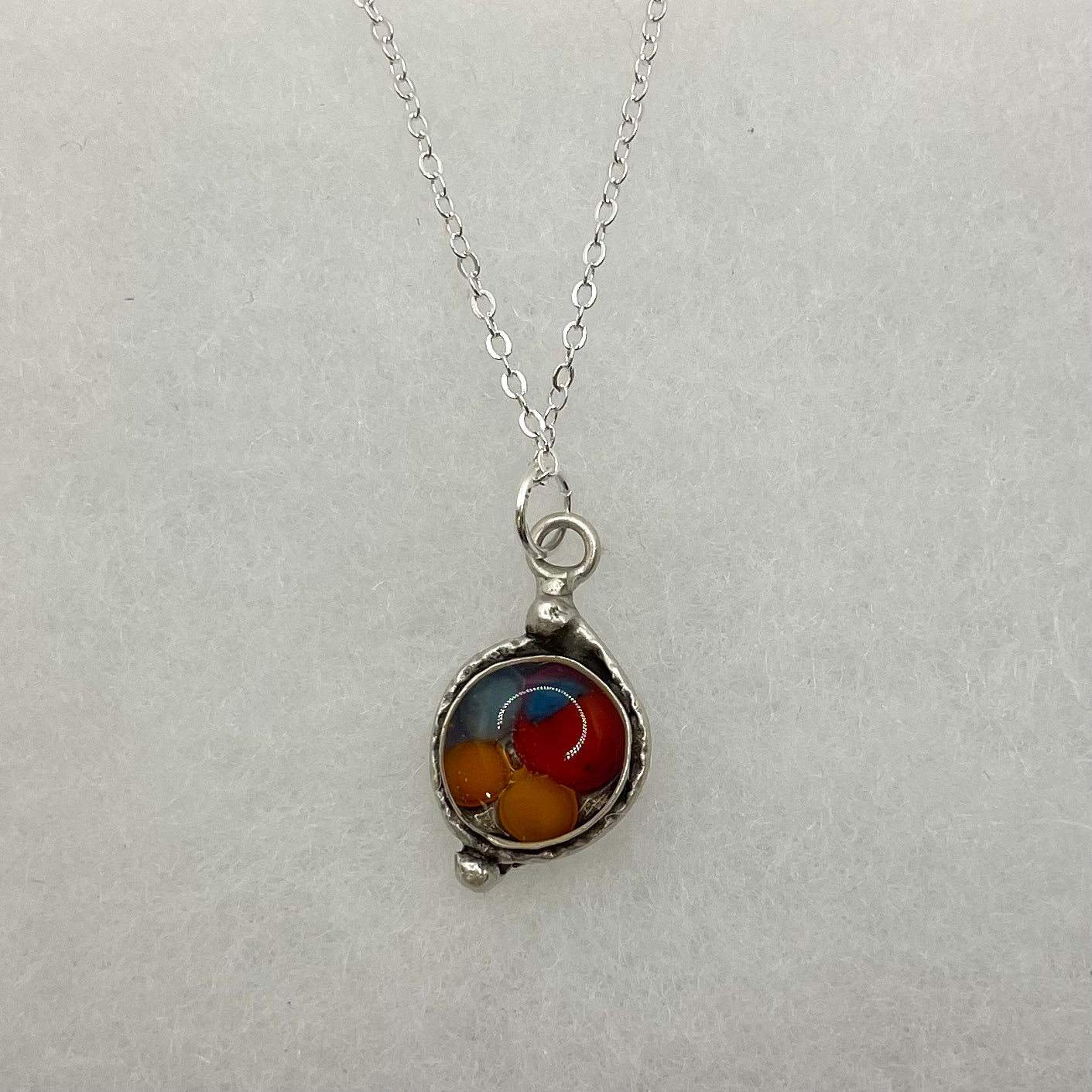 Toronto Glass Silver Circle Necklace