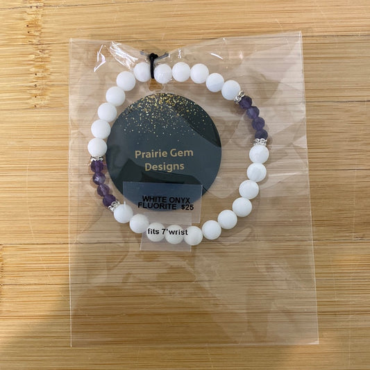 White Onyx/Fluorite Gemstone Bracelet