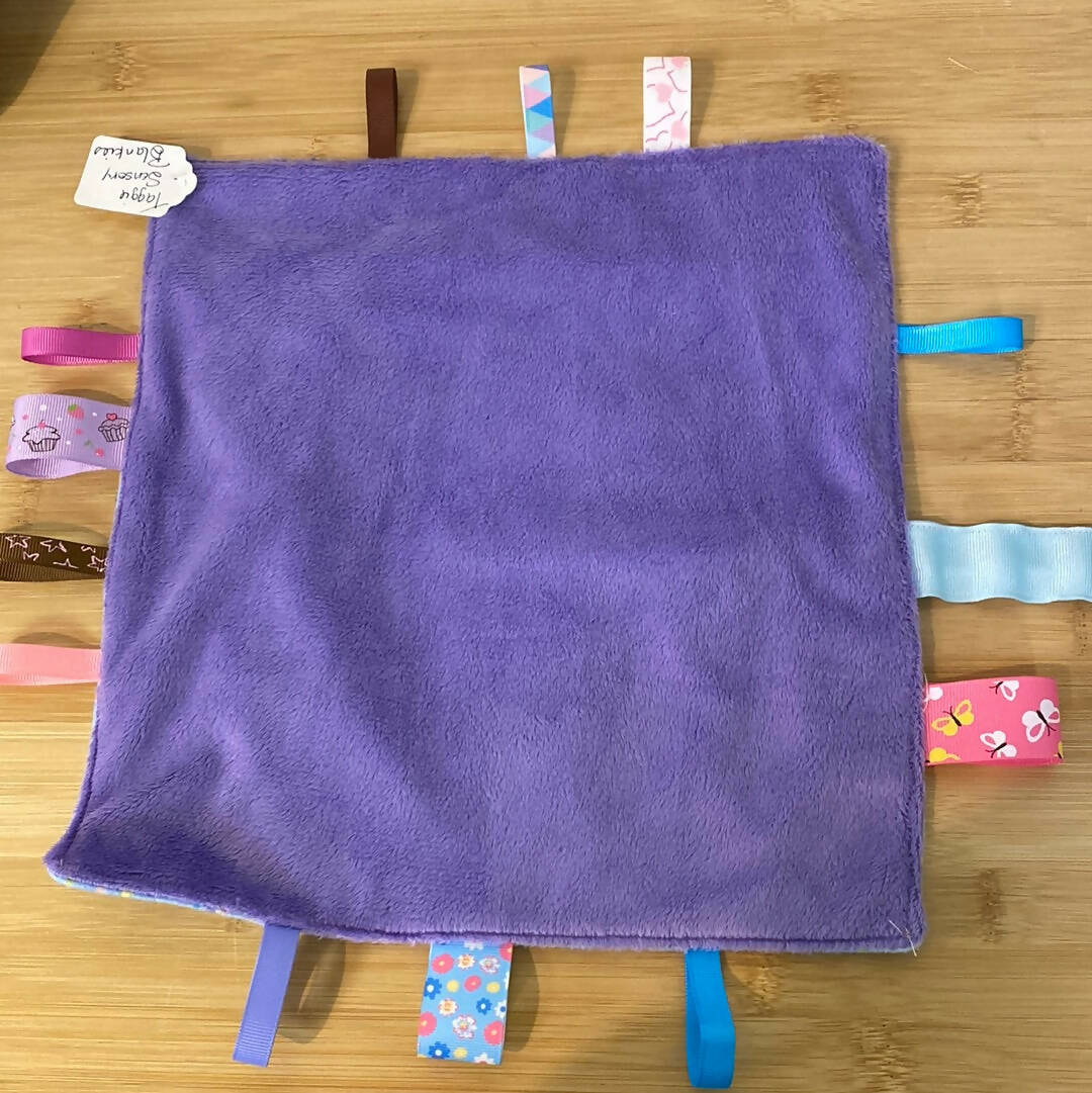 Sensory Blanket-Blue w/ Pink, Yellow & Purple Polka Dots